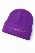 Beanie - "Don't Overthink It" Paars